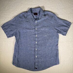 Untuckit Mens Medium Wrinkle Resistant‎ Short Sleeve Button Casual Linen